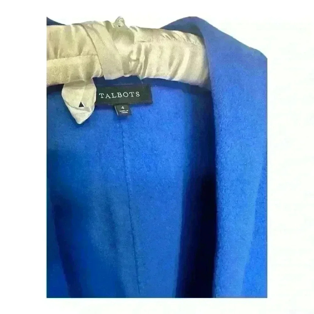 Talbots Cobalt Blue Wool Blend Sweater Blazer Boyfriend Fit Size 4 - Picture 3 of 6